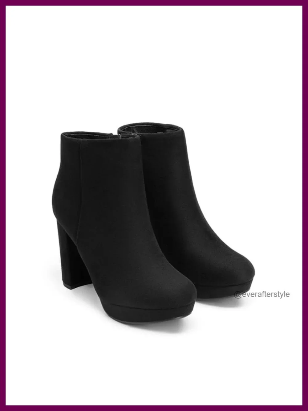 Stomp High Heel Ankle Booties Chunky Block Heel Zipper